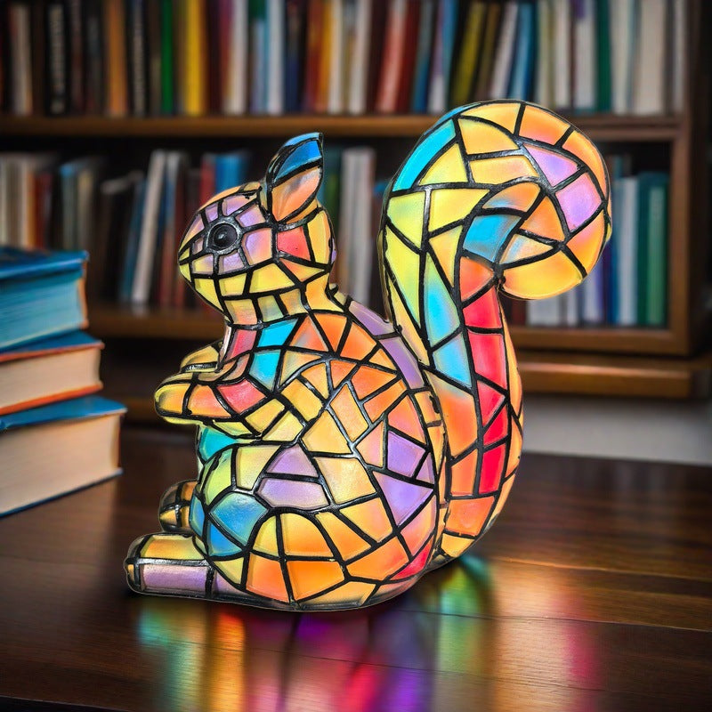 Nino | Lampe Décorative Écureuil en Verre Coloré pour Intérieur