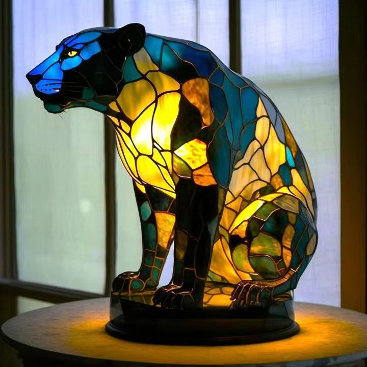 Panthère | Lampe Panthère en Verre Coloré pour une Ambiance Magique