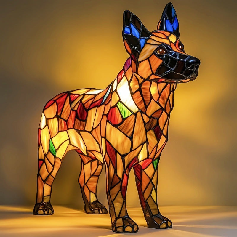 Bandit | Lampe de Chevet Colorée en Verre en Forme de Chien pour Veilleuse de Nuit